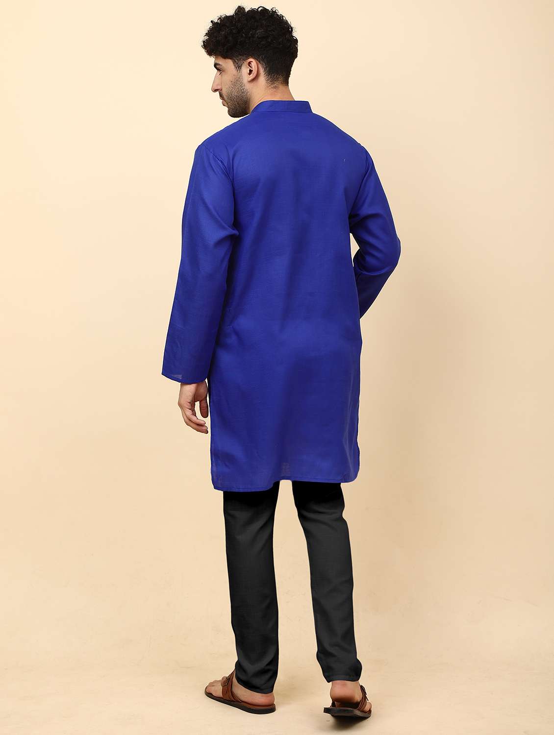 men pack of 2 solid mandarin neck kurta pyjama ethnic wear set - 21977750 -  Standard Image - 4