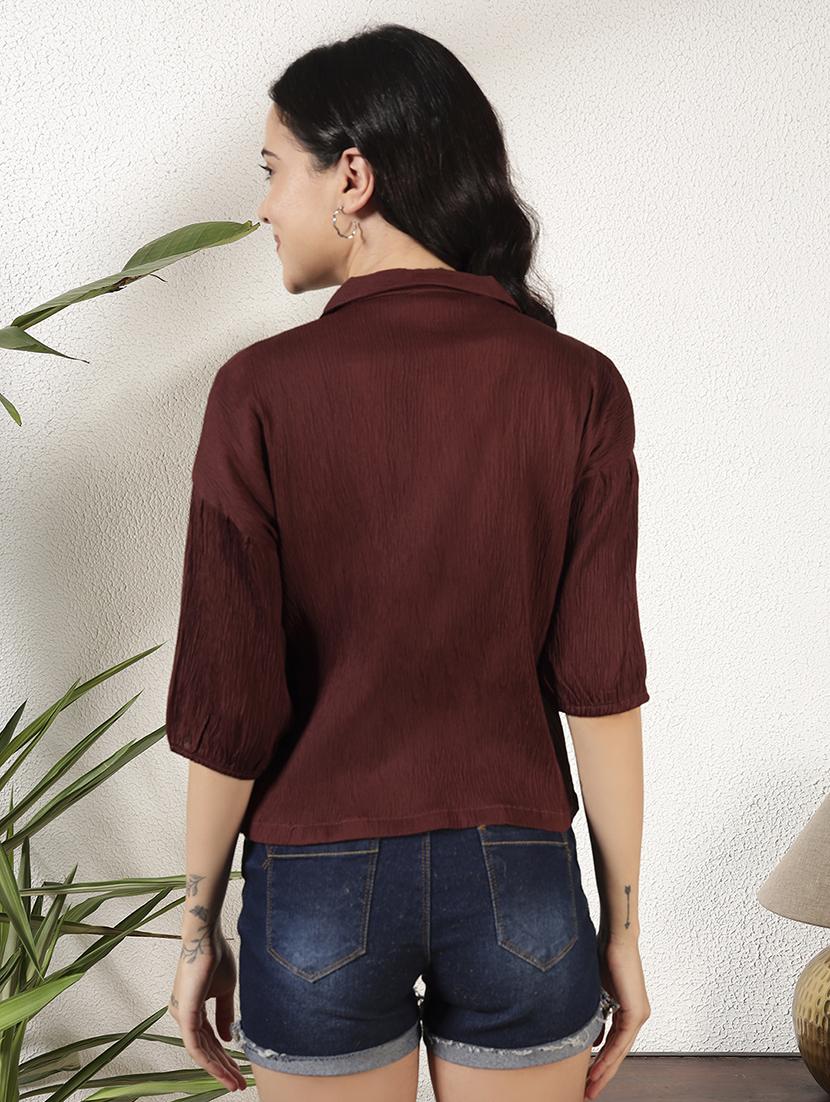 women solid collared long sleeve regular shirt - 21977774 - Standard Image - 4