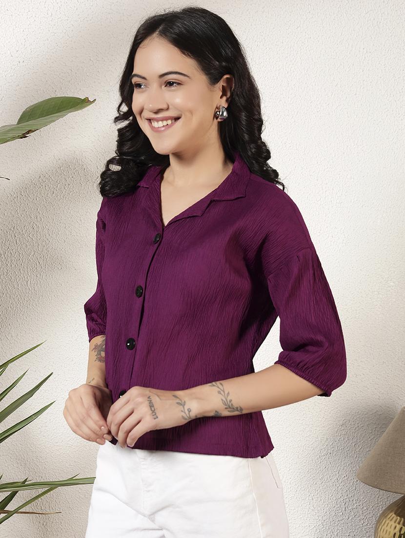 women solid cuban collared regular fit shirt - 21977777 - Standard Image - 4