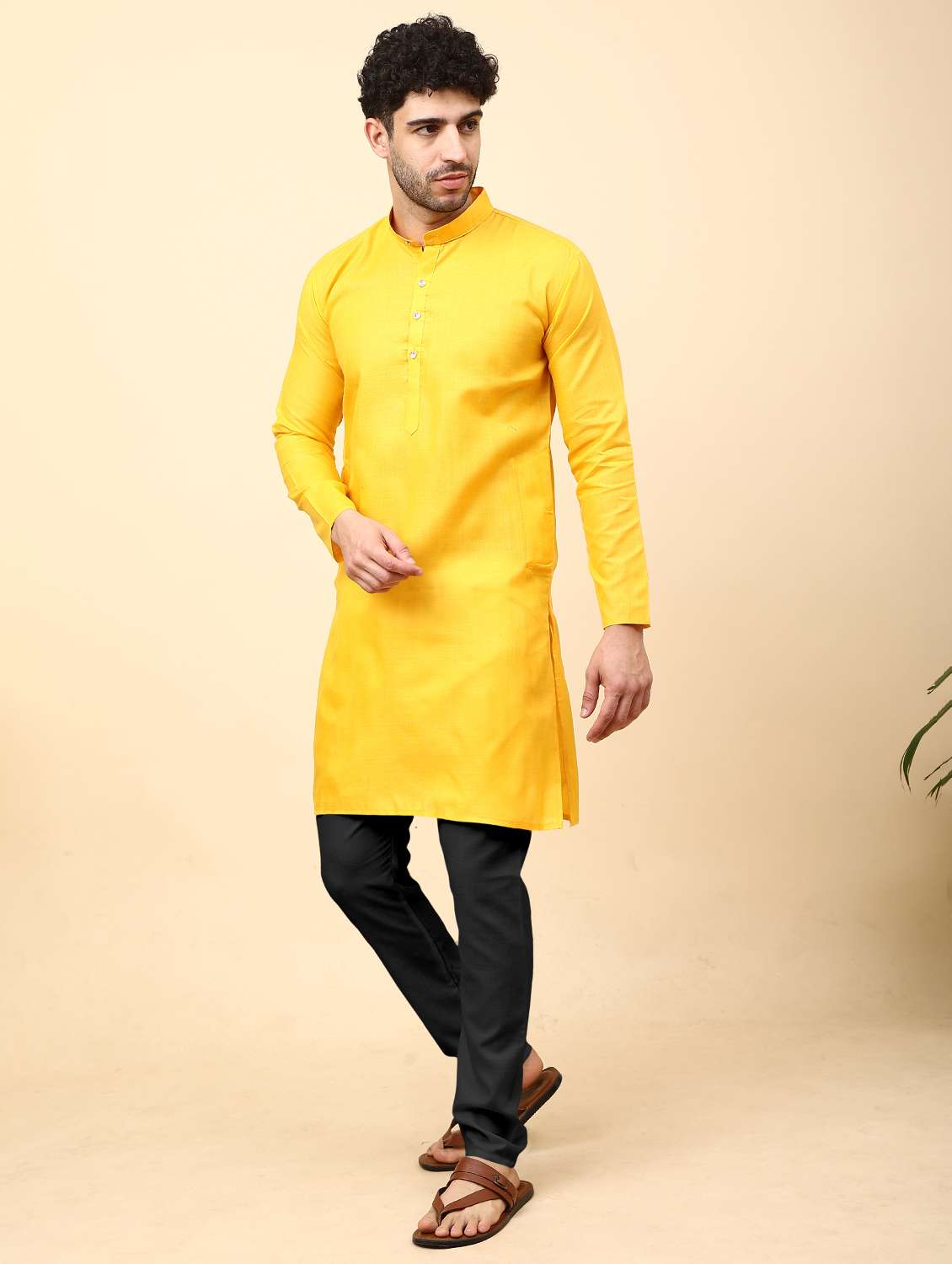 men pack of 2 solid mandarin neck kurta pyjama ethnic wear set - 21977800 -  Standard Image - 1