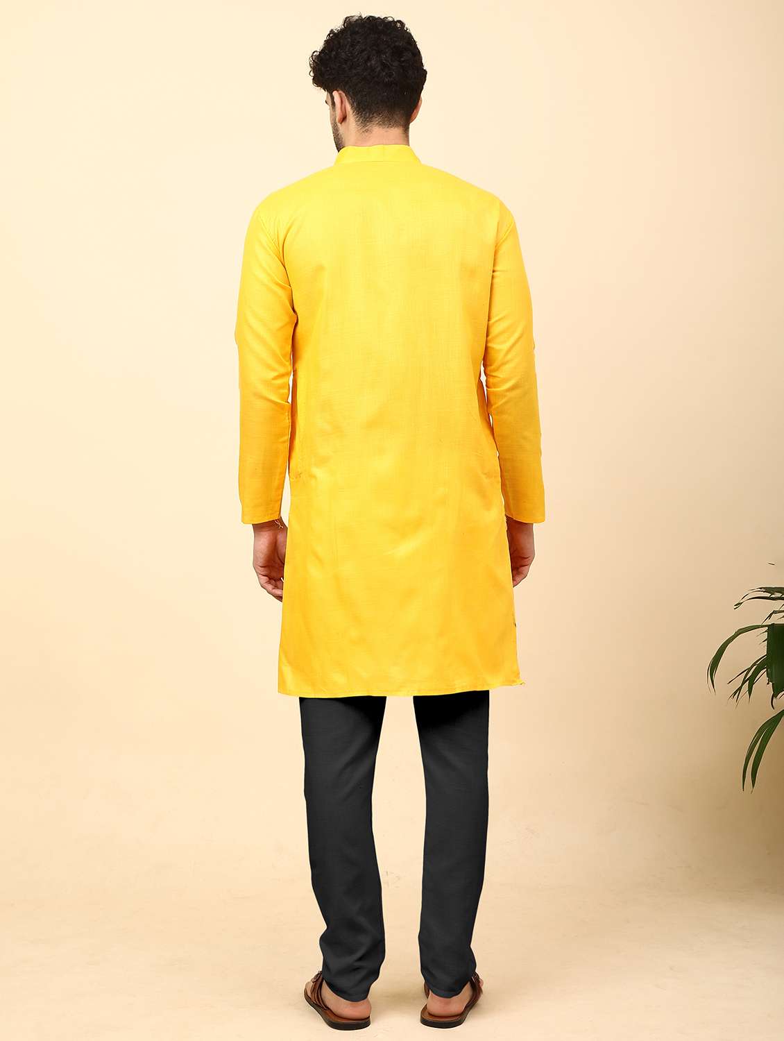 men pack of 2 solid mandarin neck kurta pyjama ethnic wear set - 21977801 -  Standard Image - 4