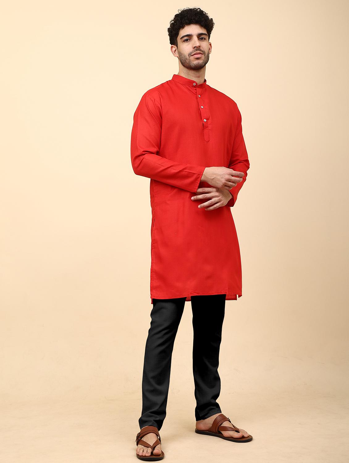 men pack of 2 solid mandarin neck kurta pyjama ethnic wear set - 21977809 -  Standard Image - 1