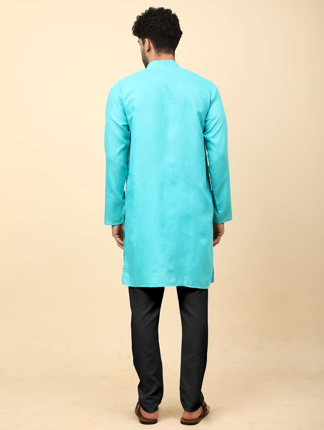 men pack of 2 solid mandarin neck kurta pyjama ethnic wear set - 21977812 -  Standard Image - 4