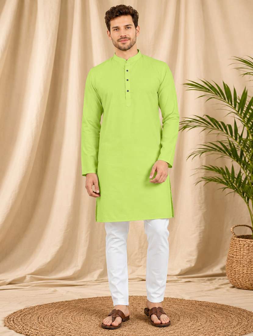 men pack of 2 solid mandarin neck kurta pyjama ethnic wear set - 21977819 -  Standard Image - 1
