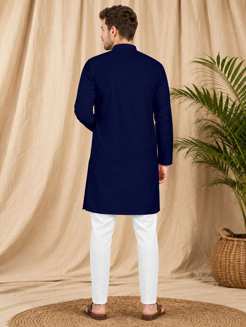 men pack of 2 solid mandarin neck kurta pyjama ethnic wear set - 21977819 -  Standard Image - 4