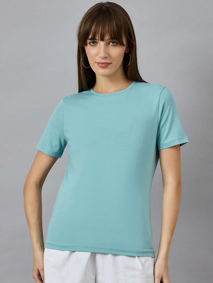 women solid short sleeve regular fit t-shirt - 21977824 -  Standard Image - 1