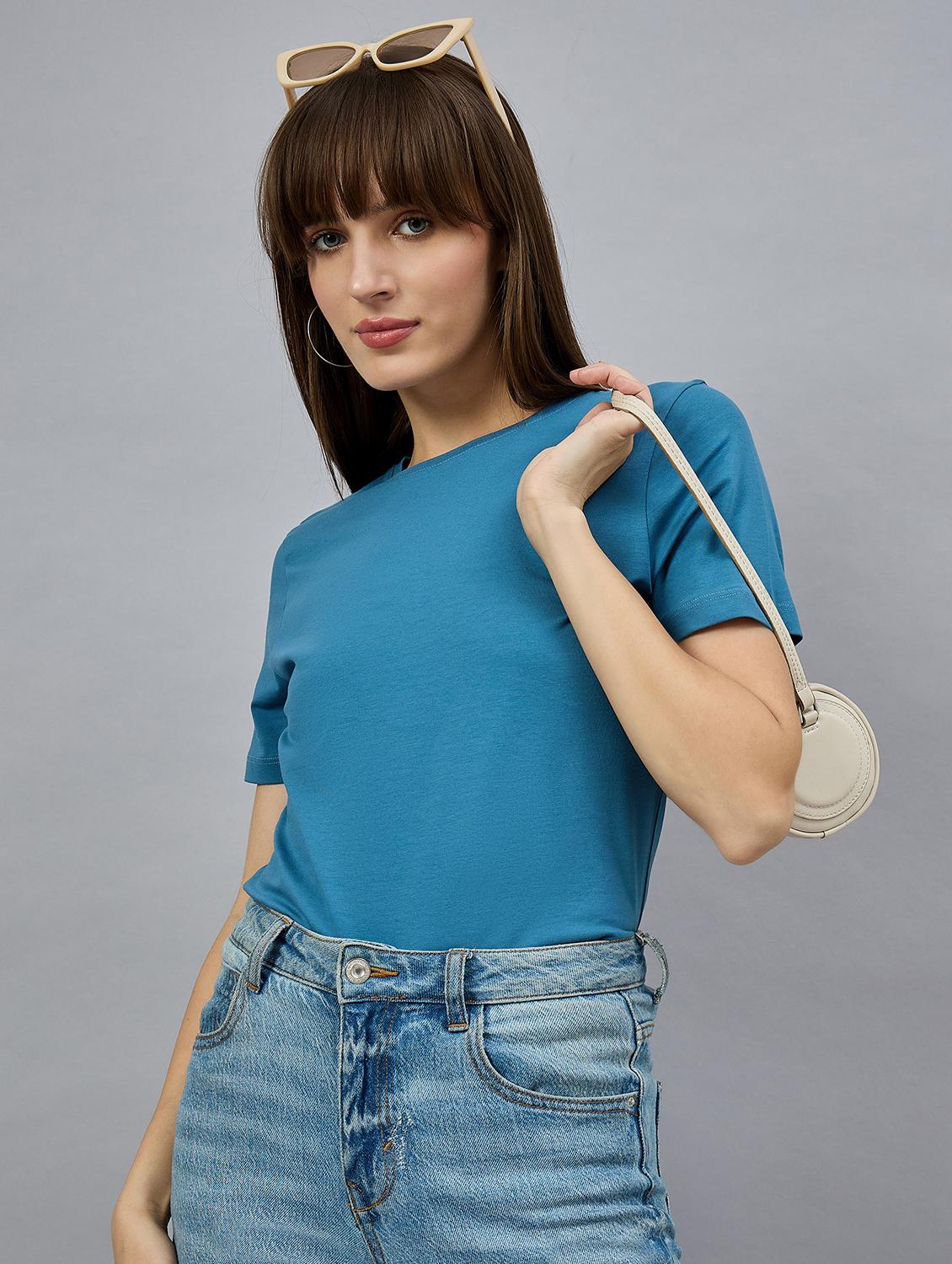 women solid short sleeve regular fit t-shirt - 21977825 - Zoom Image - 0