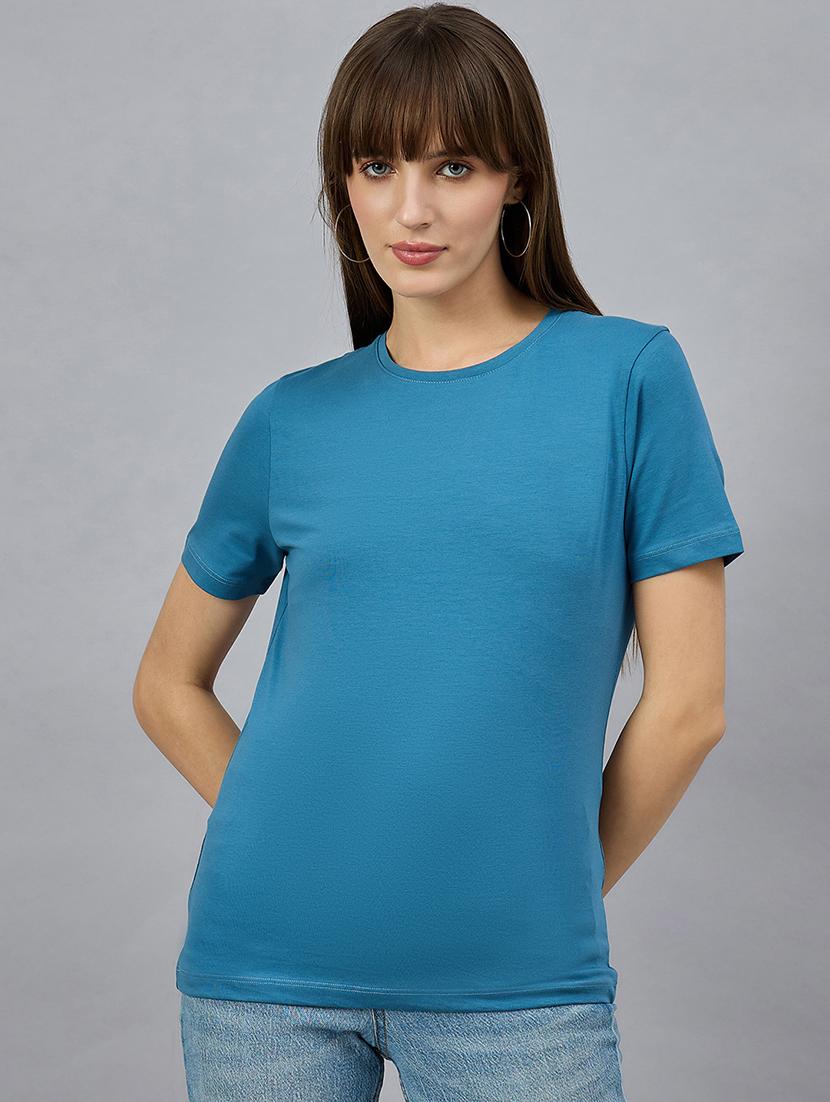 women solid short sleeve regular fit t-shirt - 21977825 - Standard Image - 1