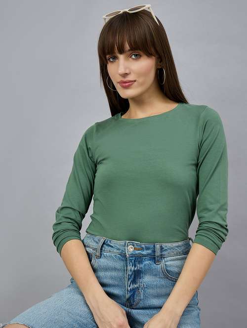 women solid long sleeve regular fit t-shirt - 21977827 - Standard Image - 0