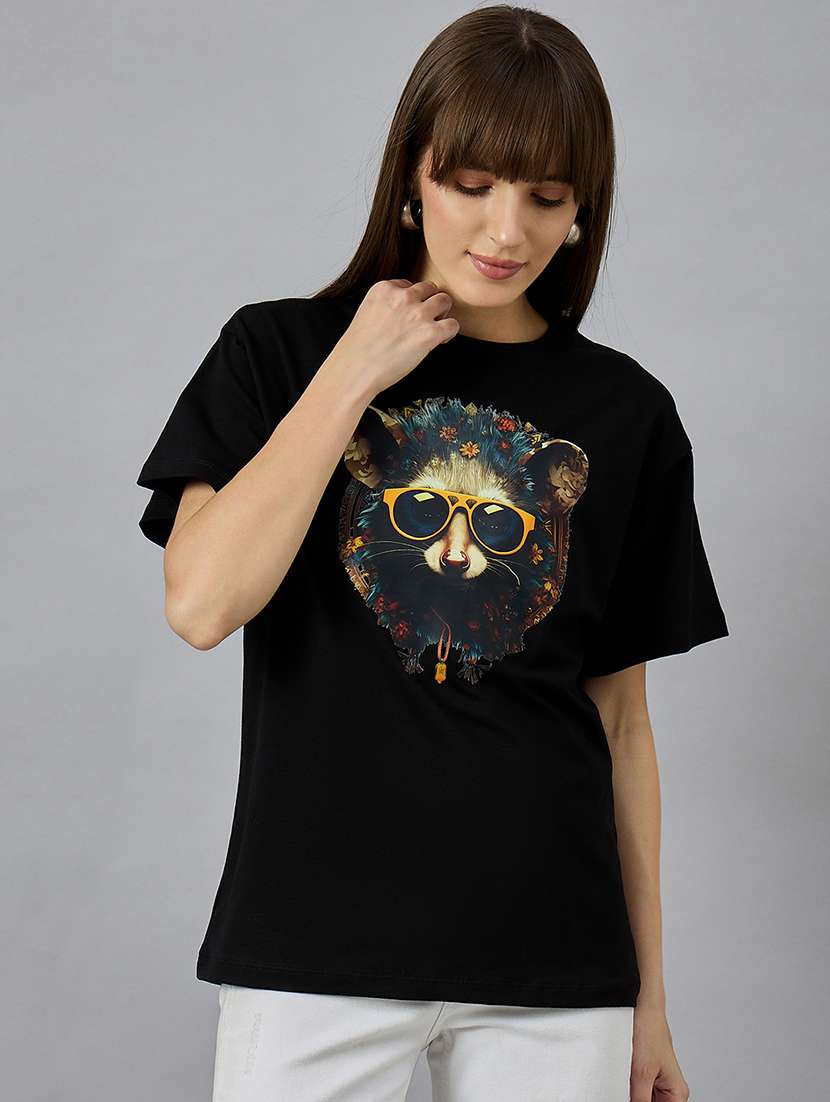 women printed short sleeve oversized t-shirt - 21977829 -  Standard Image - 1