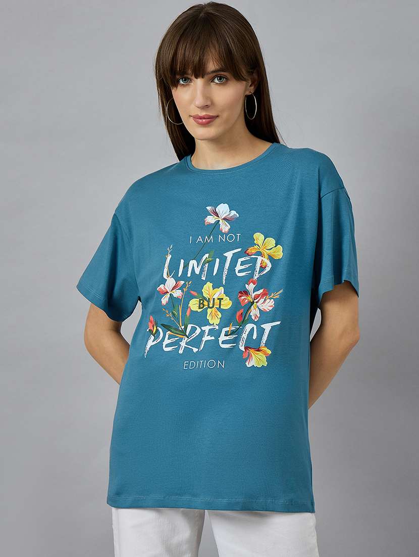 women printed short sleeve oversized t-shirt - 21977832 -  Standard Image - 1