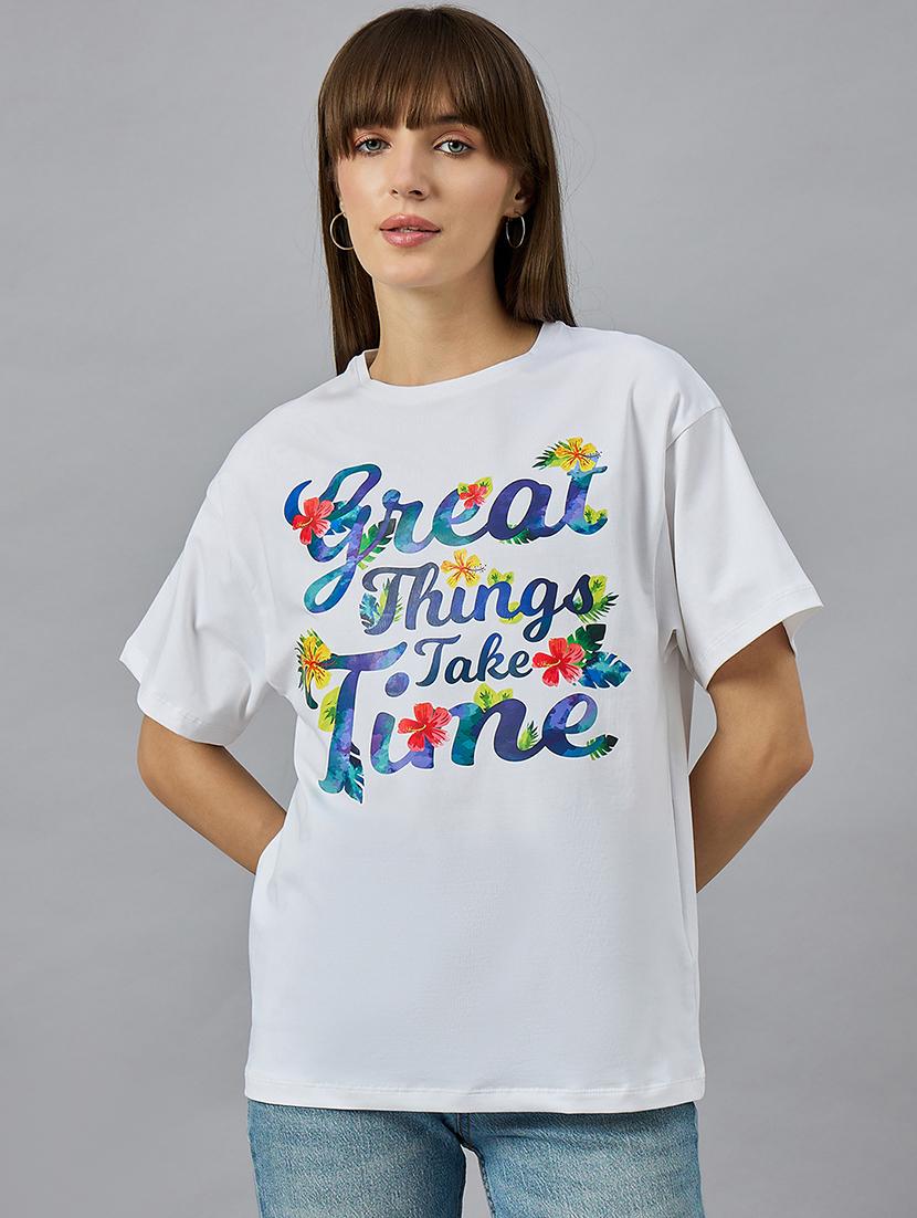women printed short sleeve relaxed fit t-shirt - 21977833 - Standard Image - 1
