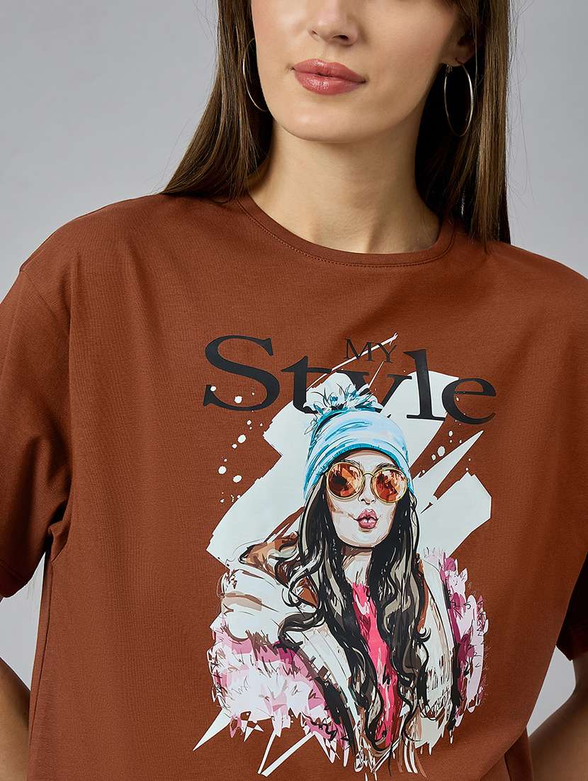 women printed short sleeve oversized t-shirt - 21977840 -  Standard Image - 4