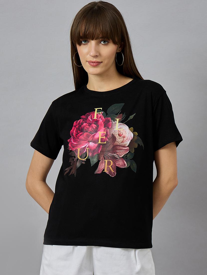 black cotton regular tshirt - 21977849 - Standard Image - 1