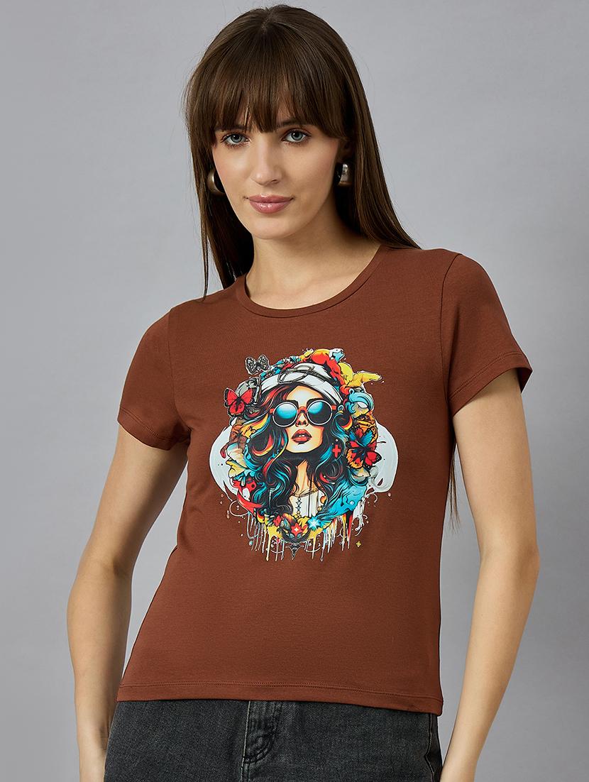 women printed short sleeve regular fit t-shirt - 21977866 - Standard Image - 1