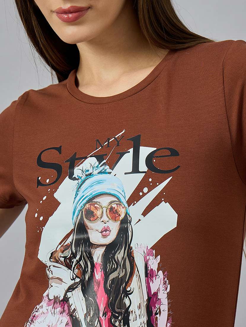 women printed short sleeve regular fit t-shirt - 21977870 - Standard Image - 4