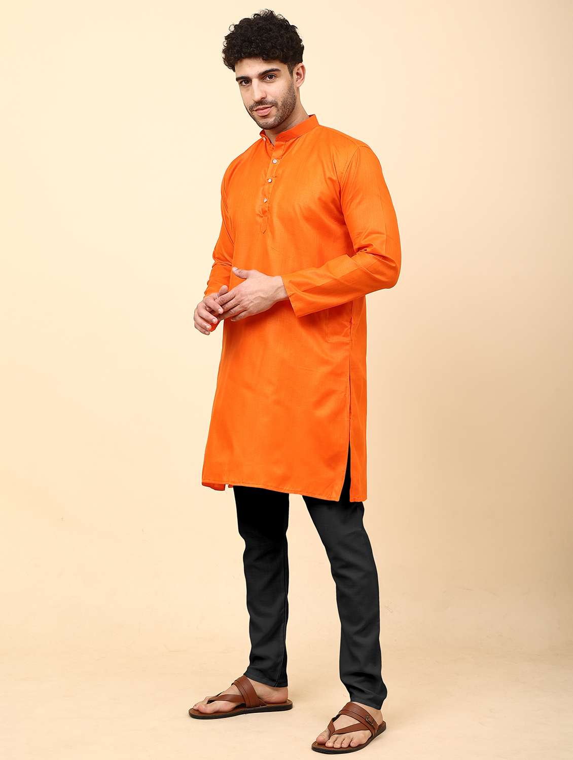 men pack of 2 solid mandarin neck kurta pyjama ethnic wear set - 21977900 -  Standard Image - 1