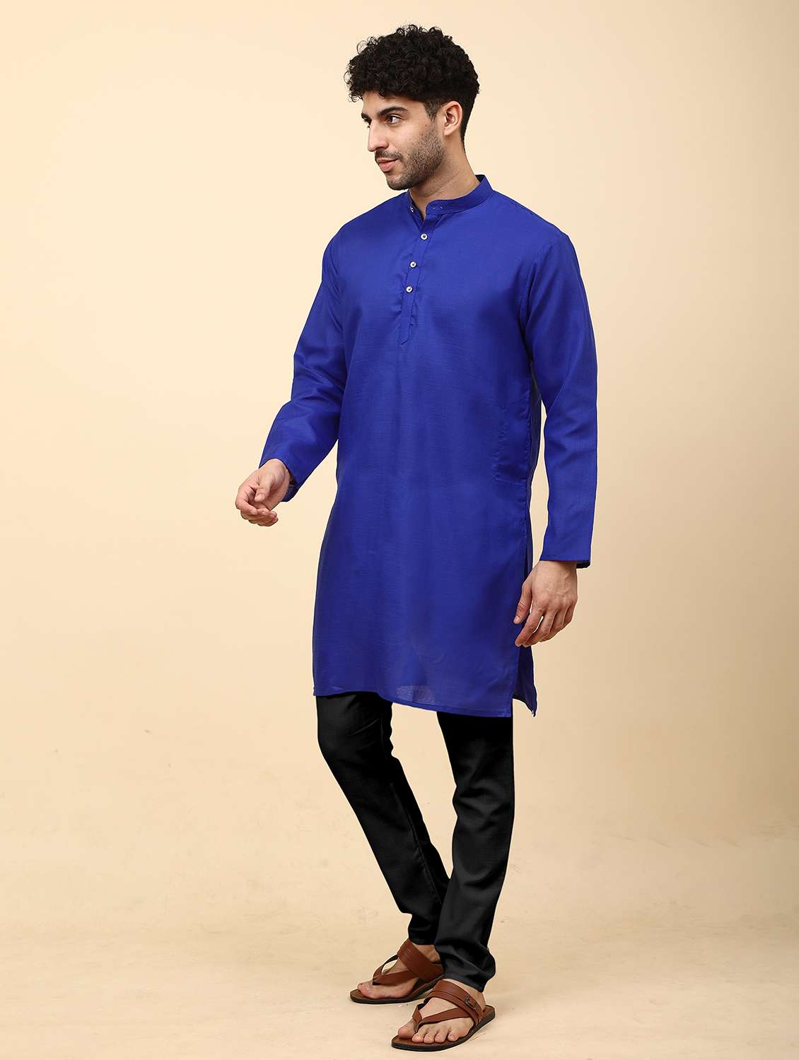 men pack of 2 solid mandarin neck kurta pyjama ethnic wear set - 21977918 -  Standard Image - 1