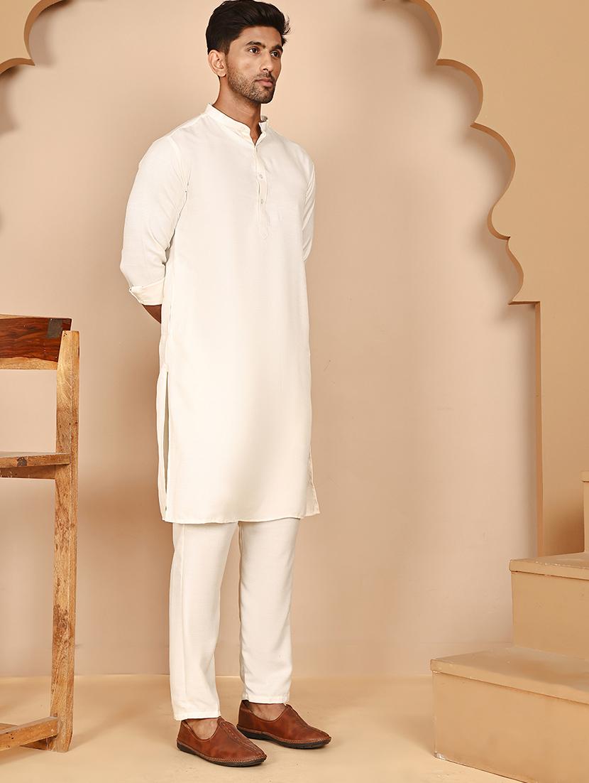 men mandarin neck kurta pyjama ethnic wear set - 21977936 - Standard Image - 1