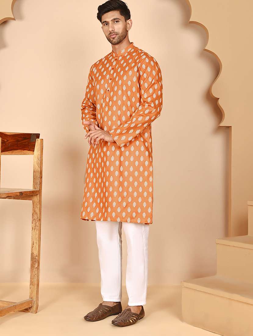 men mandarin neck kurta pyjama ethnic wear set - 21977937 -  Standard Image - 1