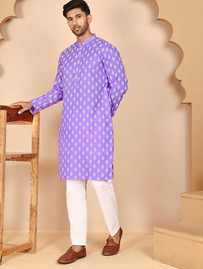 men mandarin neck kurta pyjama ethnic wear set - 21977938 -  Standard Image - 1