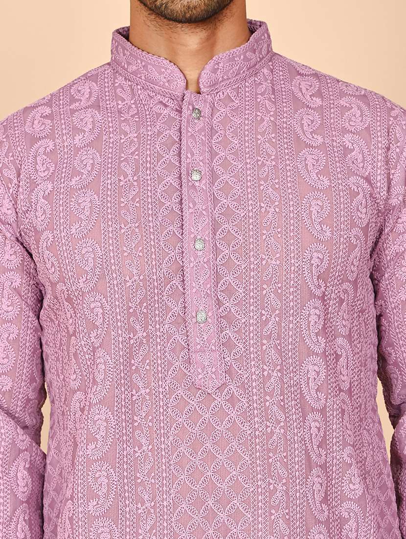 men mandarin neck kurta pyjama ethnic wear set - 21977939 -  Standard Image - 4