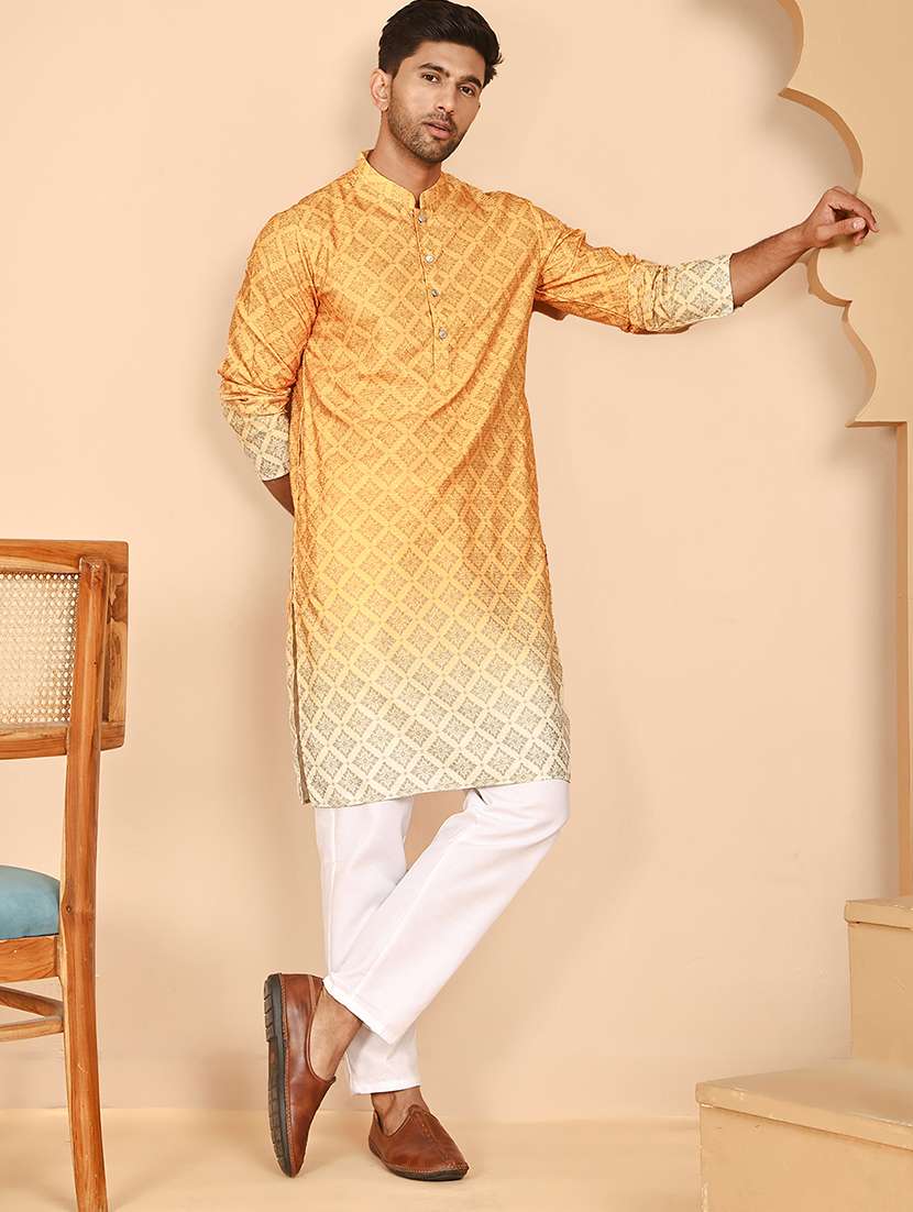 men mandarin neck kurta pyjama ethnic wear set - 21977940 -  Standard Image - 1