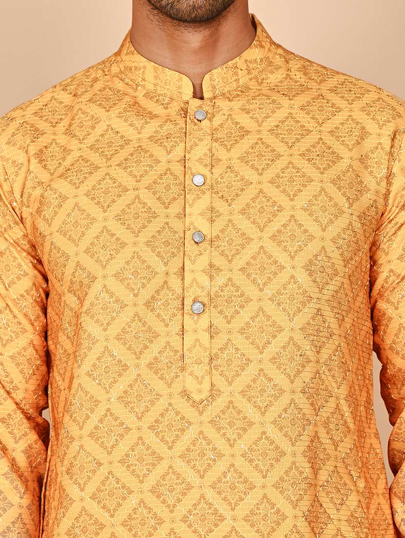 men mandarin neck kurta pyjama ethnic wear set - 21977940 -  Standard Image - 4
