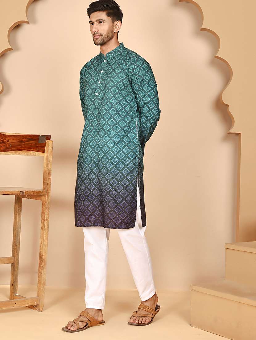 men mandarin neck kurta pyjama ethnic wear set - 21977941 -  Standard Image - 1