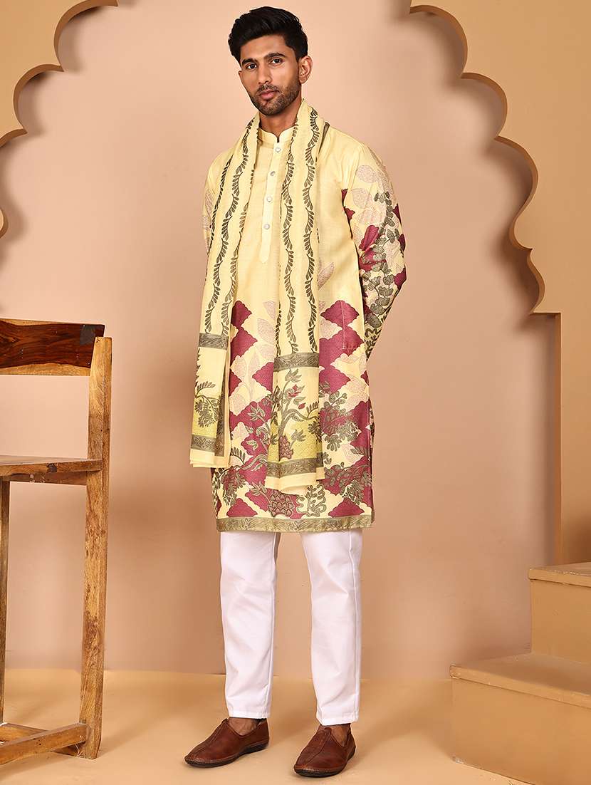men mandarin neck kurta pyjama ethnic wear set - 21977942 -  Standard Image - 1