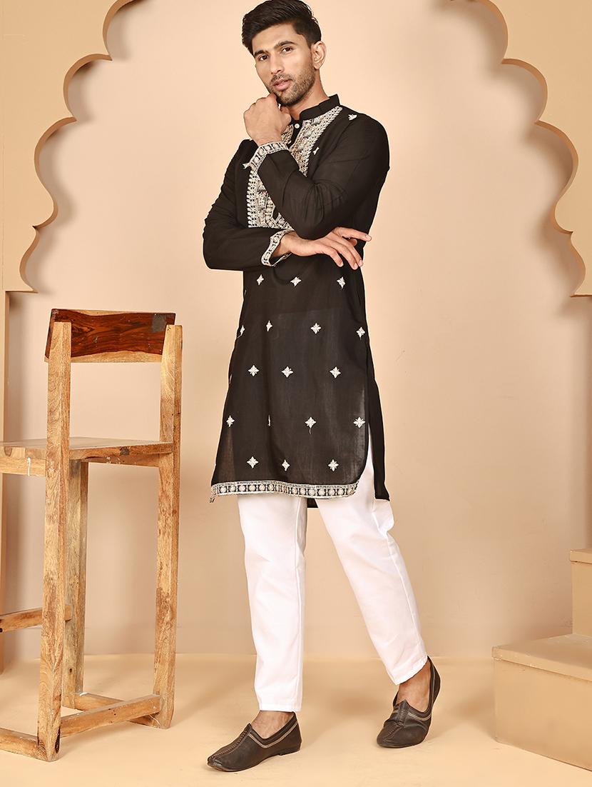 men mandarin neck kurta pyjama ethnic wear set - 21977945 -  Standard Image - 1