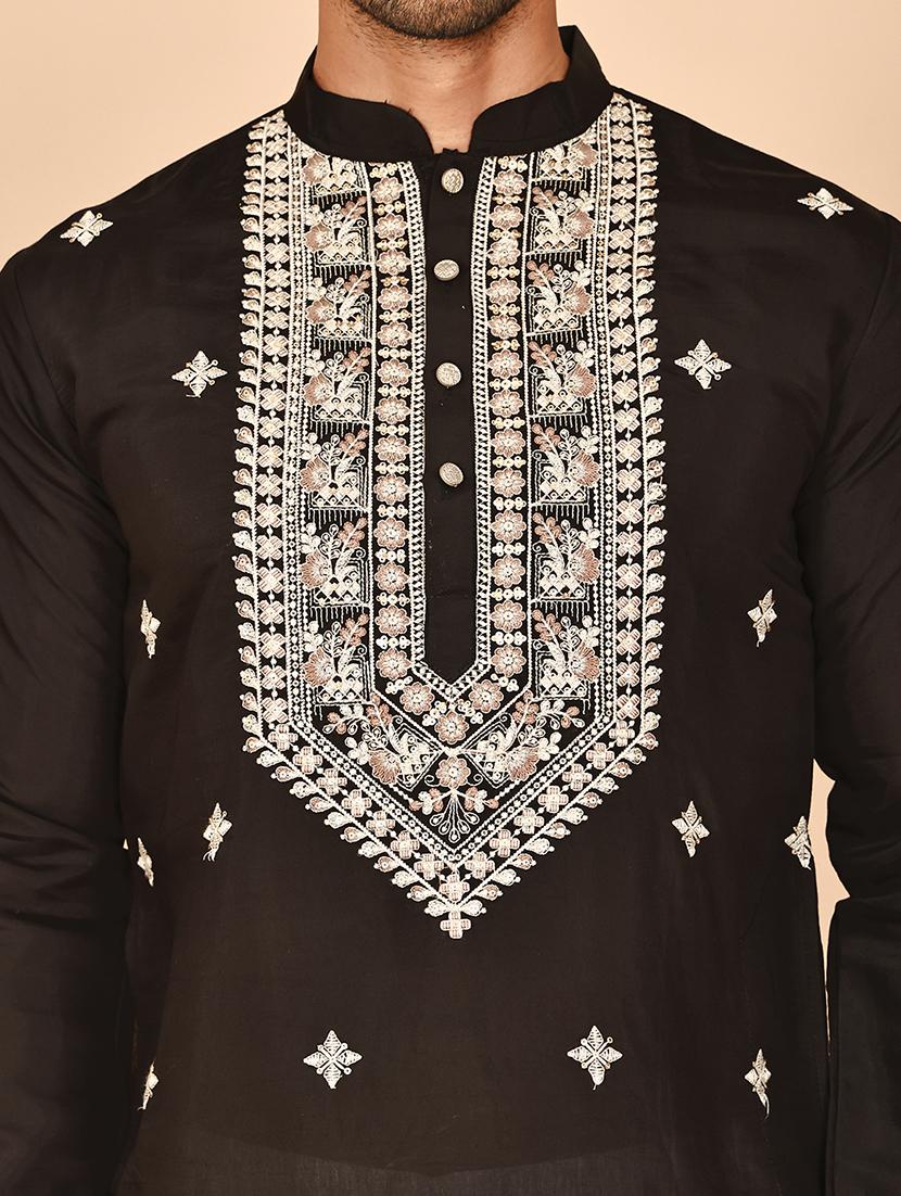 men mandarin neck kurta pyjama ethnic wear set - 21977945 - Standard Image - 4