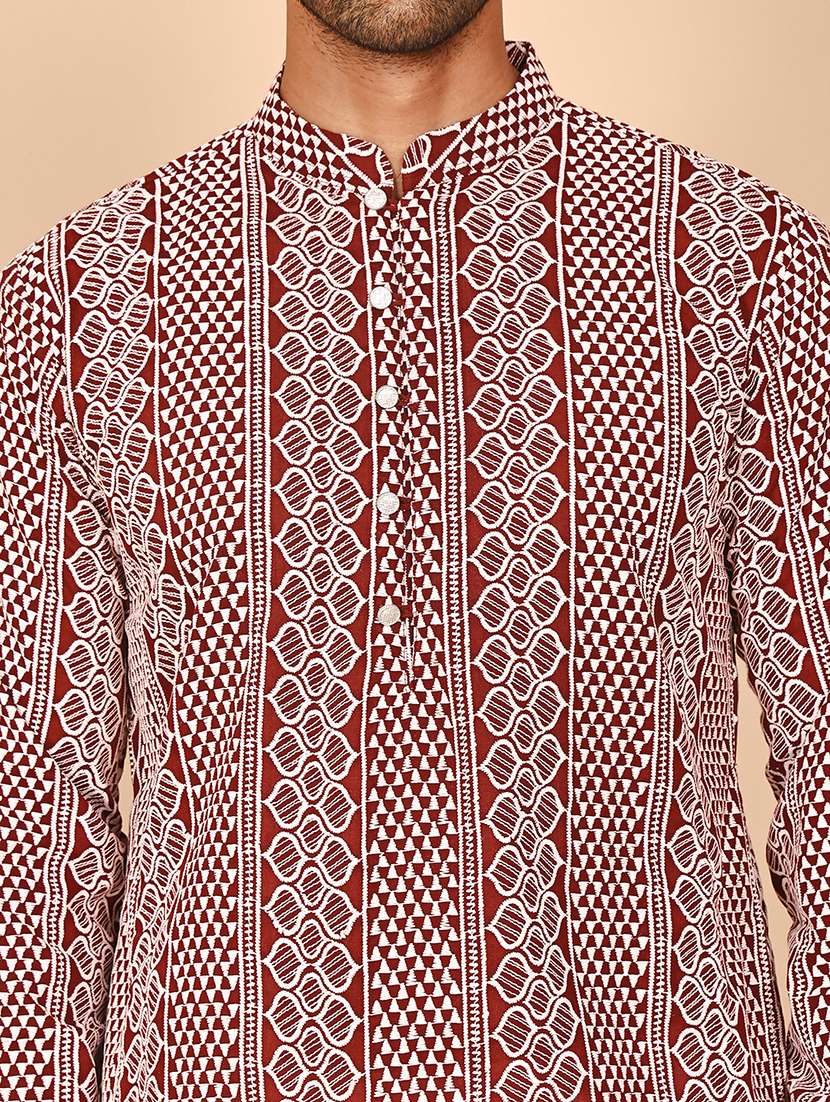 men mandarin neck kurta pyjama ethnic wear set - 21977947 -  Standard Image - 4