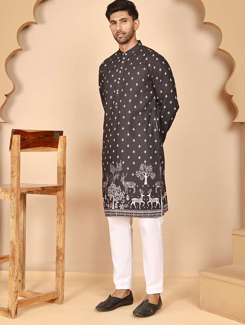 men mandarin neck kurta pyjama ethnic wear set - 21977953 -  Standard Image - 1