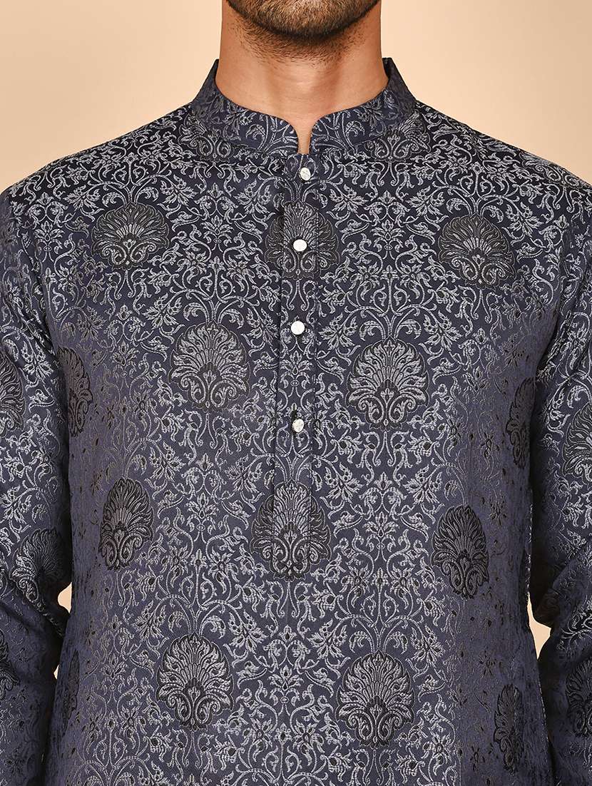 men mandarin neck kurta pyjama ethnic wear set - 21977957 -  Standard Image - 4