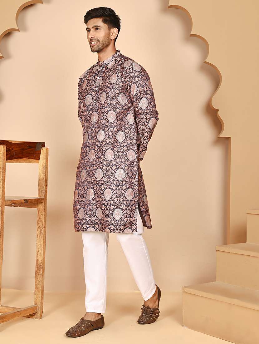 men mandarin neck kurta pyjama ethnic wear set - 21977958 -  Standard Image - 1