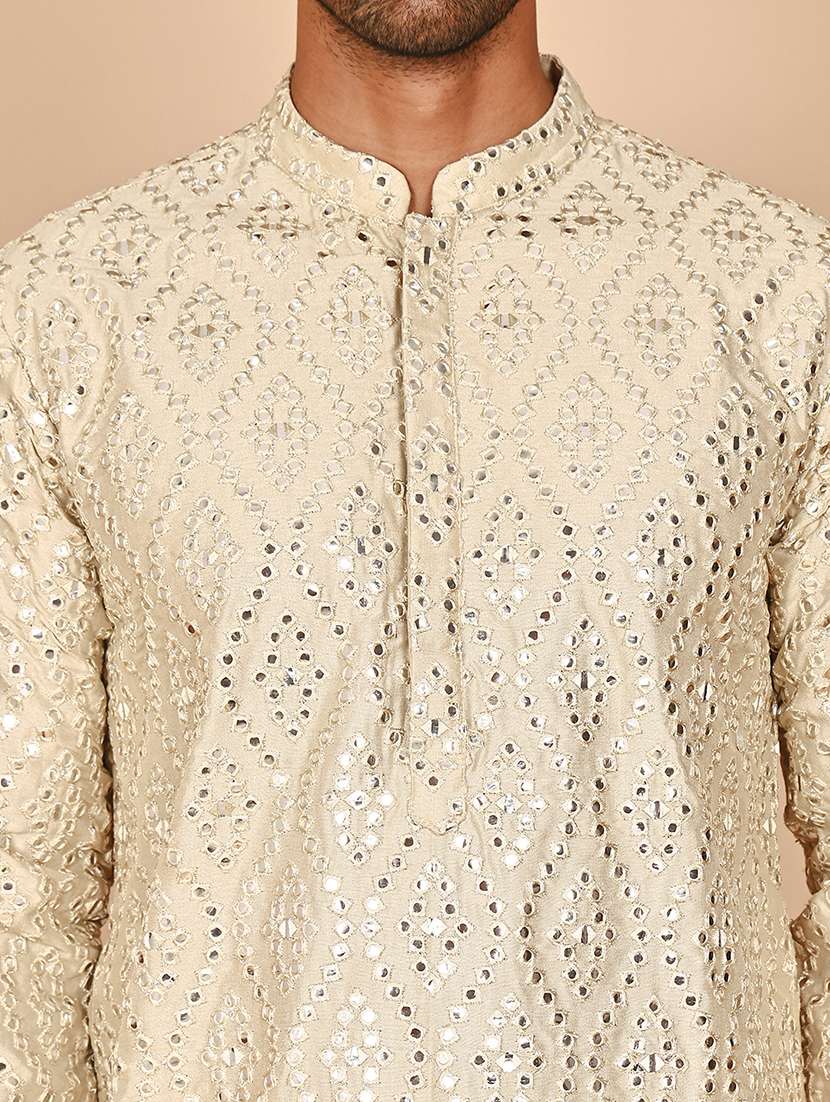 men mandarin neck kurta pyjama ethnic wear set - 21977959 -  Standard Image - 4