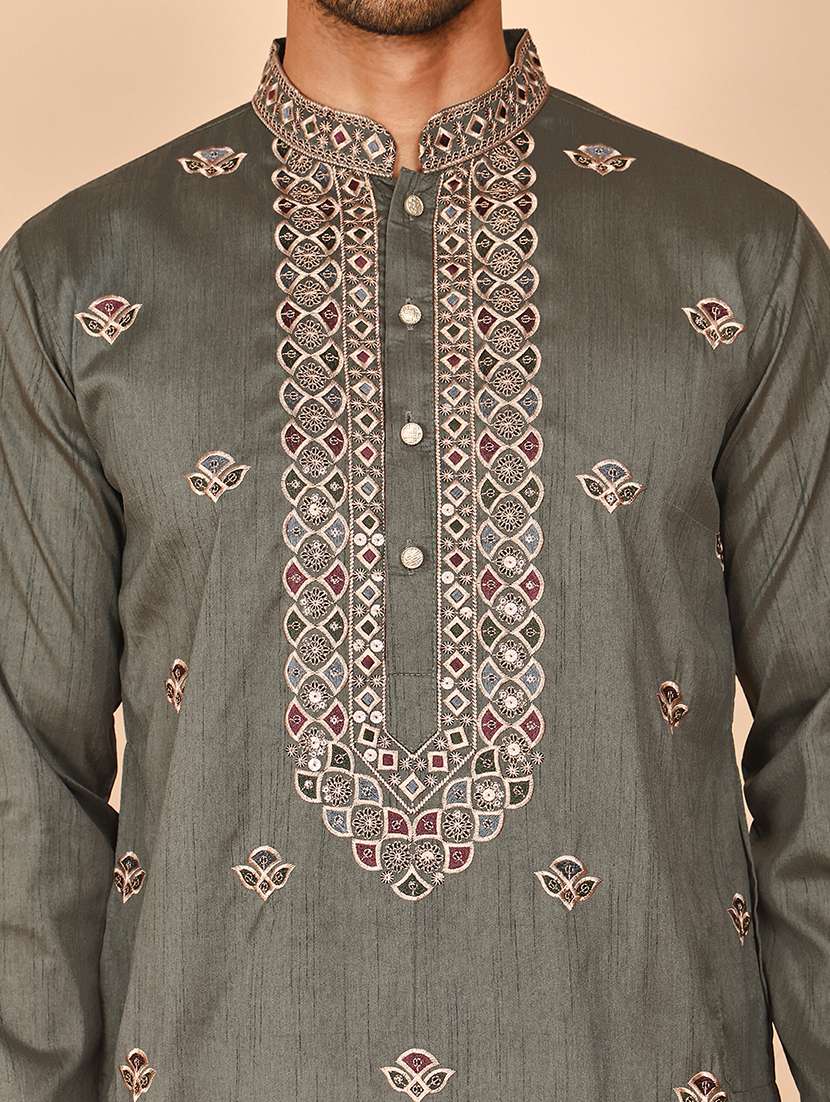 men mandarin neck kurta pyjama ethnic wear set - 21977961 -  Standard Image - 4