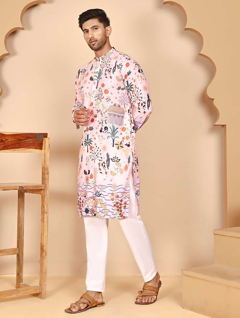 men mandarin neck kurta pyjama ethnic wear set - 21977963 - Standard Image - 1