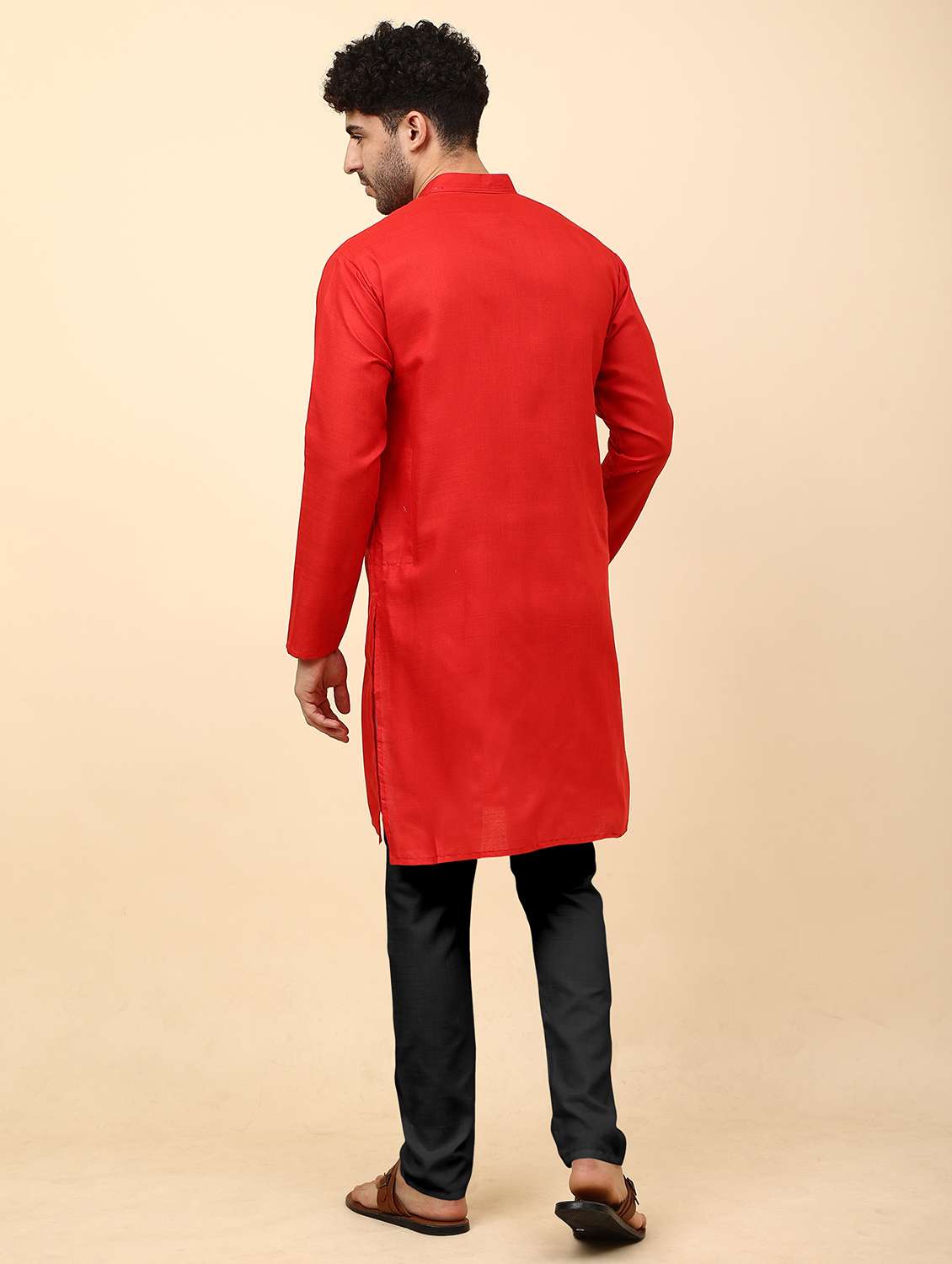 men pack of 2 solid mandarin neck kurta pyjama ethnic wear set - 21977970 -  Standard Image - 4