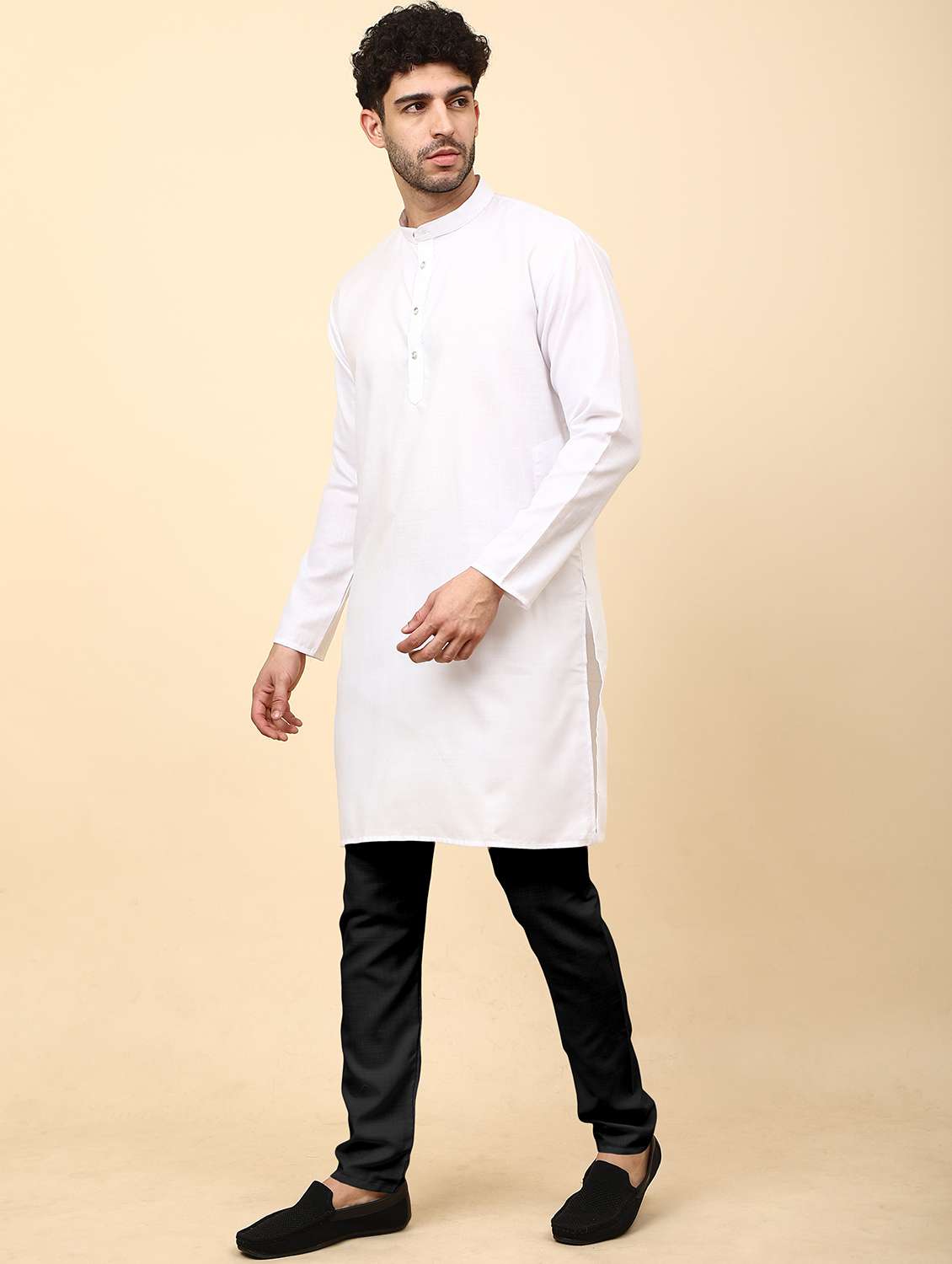men pack of 2 solid mandarin neck kurta pyjama ethnic wear set - 21977979 -  Standard Image - 1
