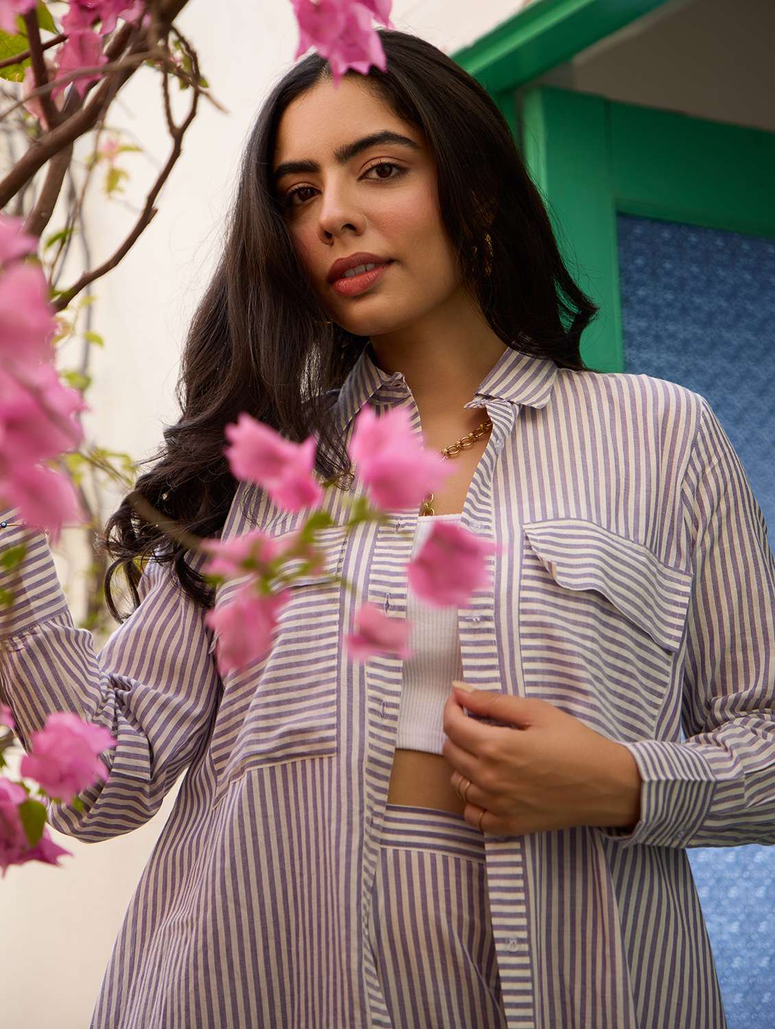 women striped long sleeve relaxed fit co ord set - 21978005 -  Standard Image - 4