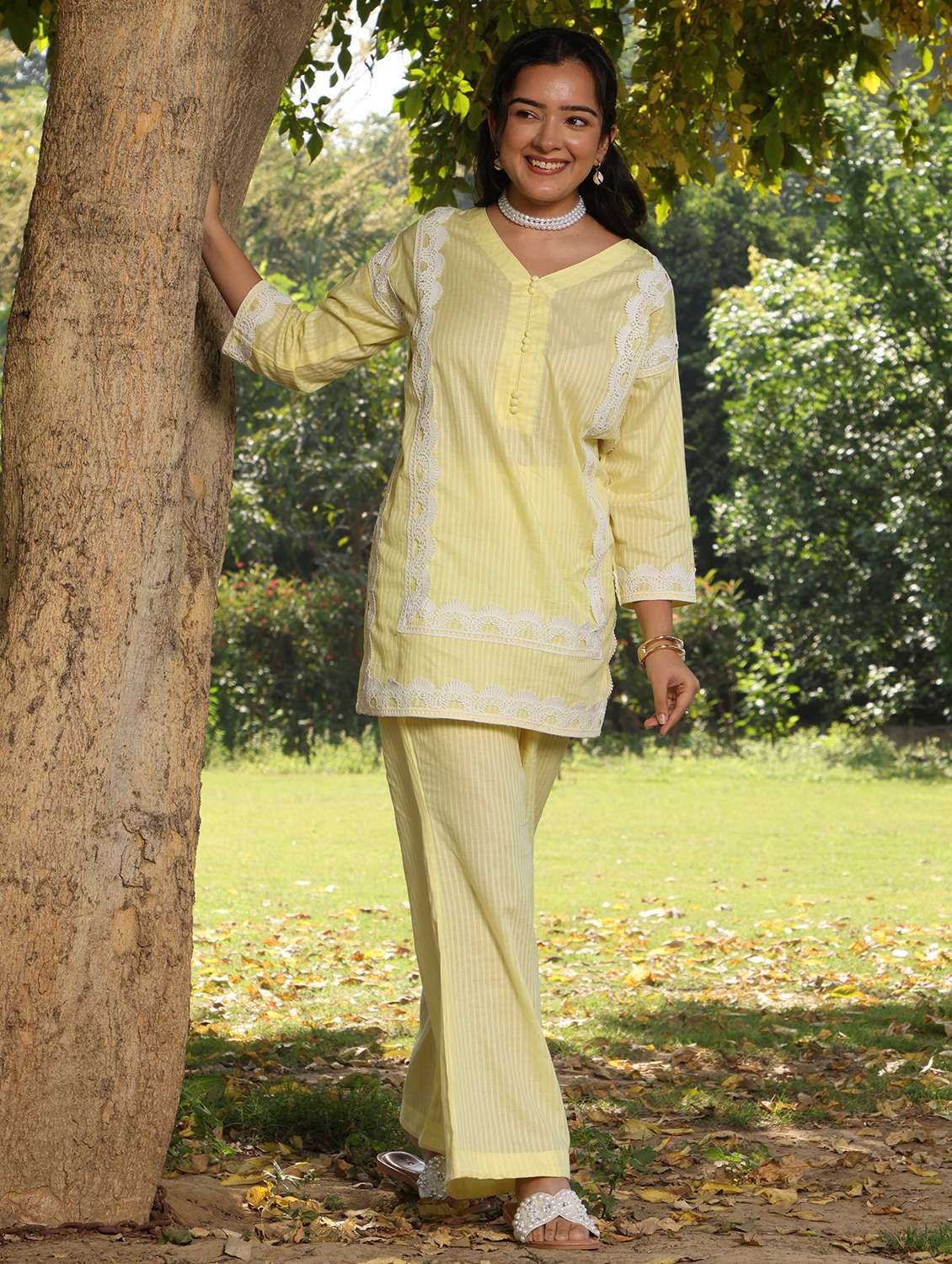 women solid with work long sleeve ethnic co-ord set