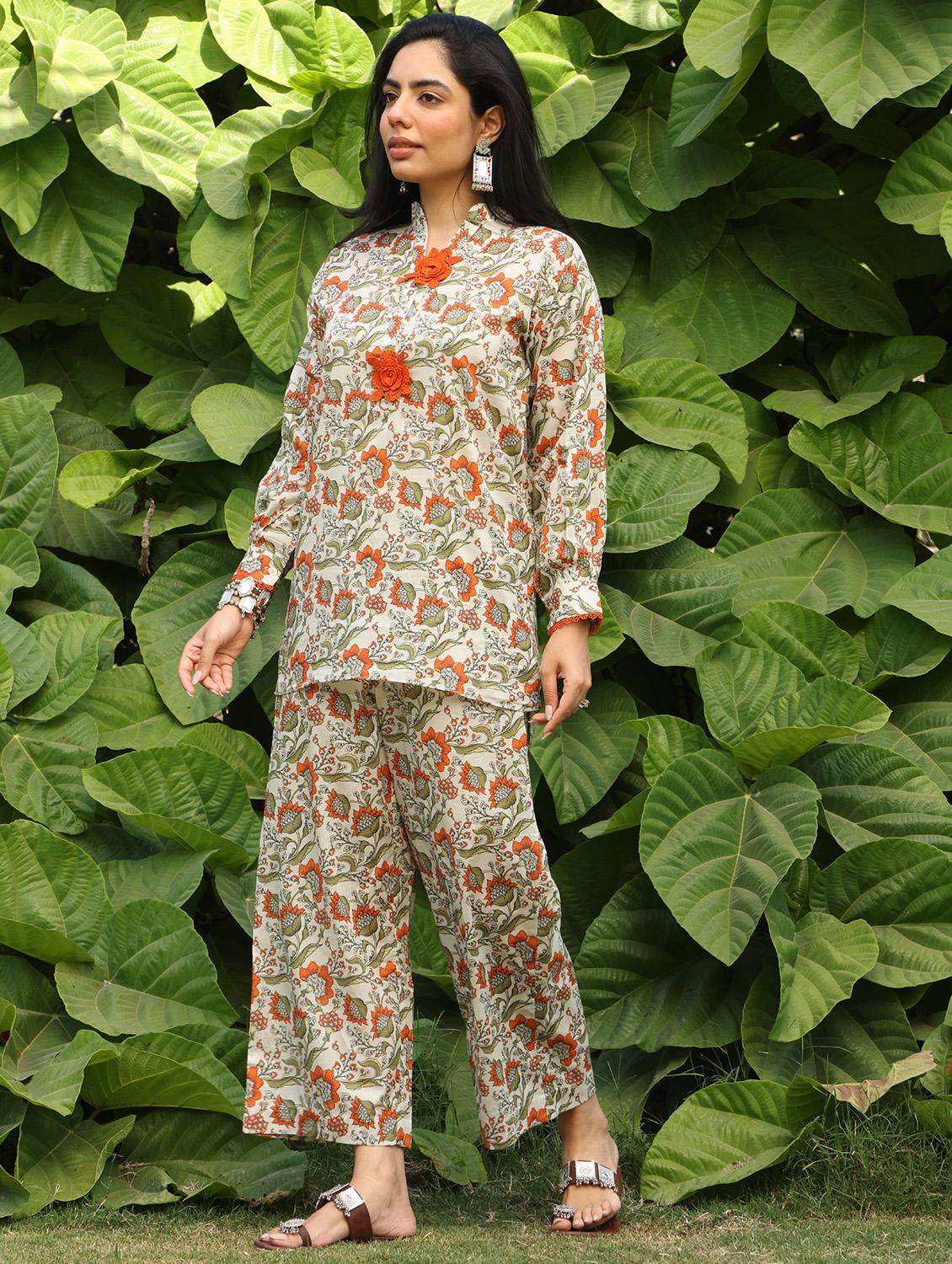 women floral long sleeve ethnic co-ord set - 21978020 -  Standard Image - 1