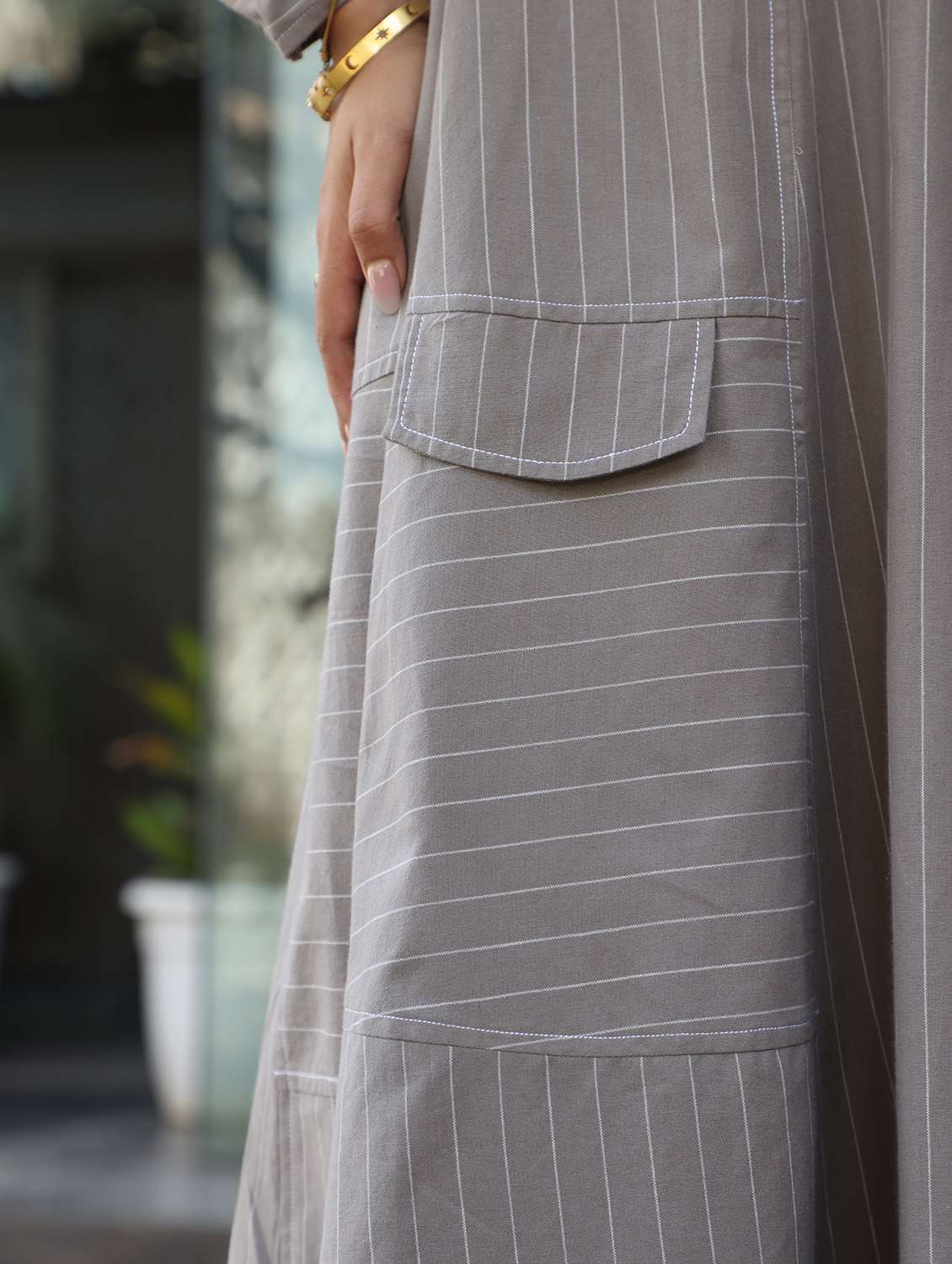 women striped long sleeve a-line ethnic dress - 21978022 -  Standard Image - 4