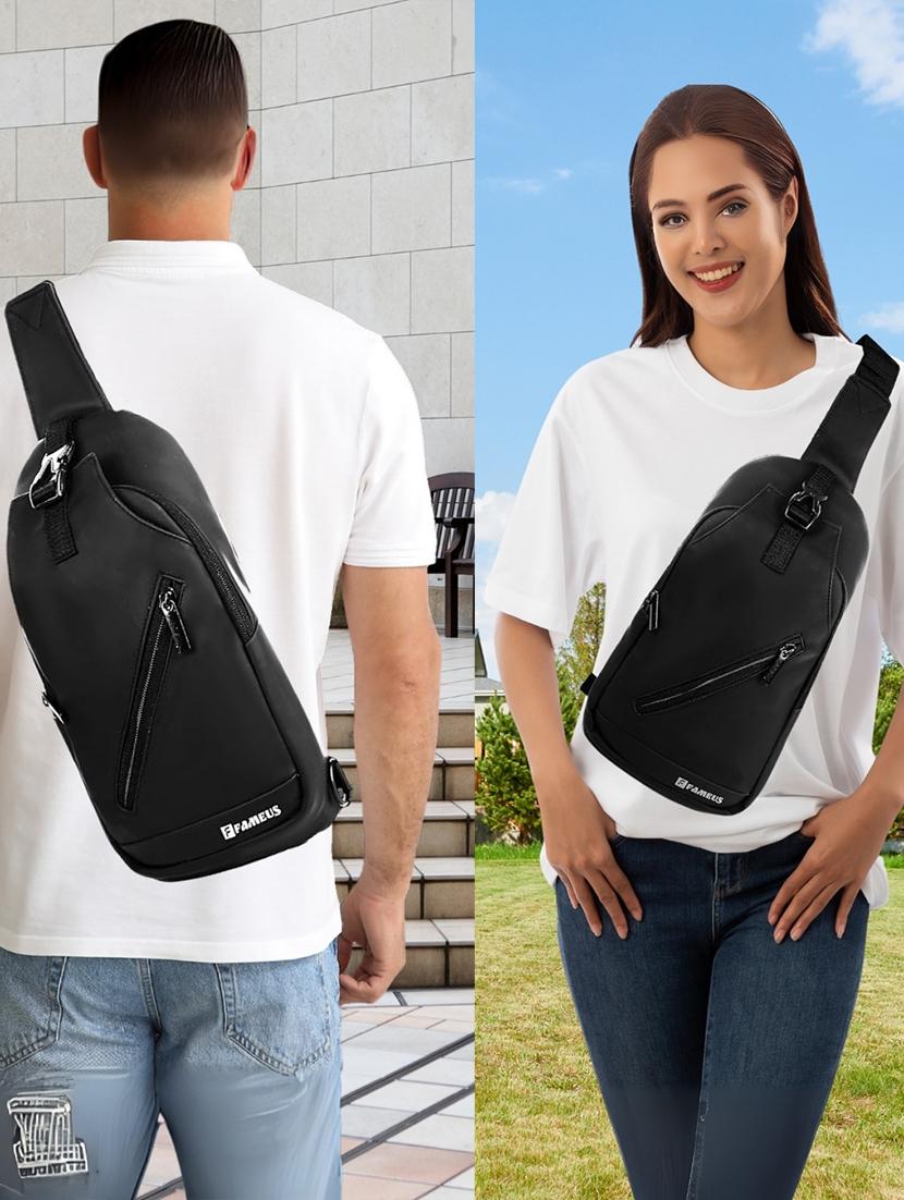 unisex black solid crossbody utility bag - 21978043 - Zoom Image - 0