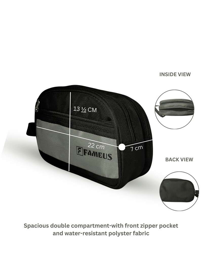 grey zipper polyester travel and toiletry pouch - 21978048 -  Standard Image - 4