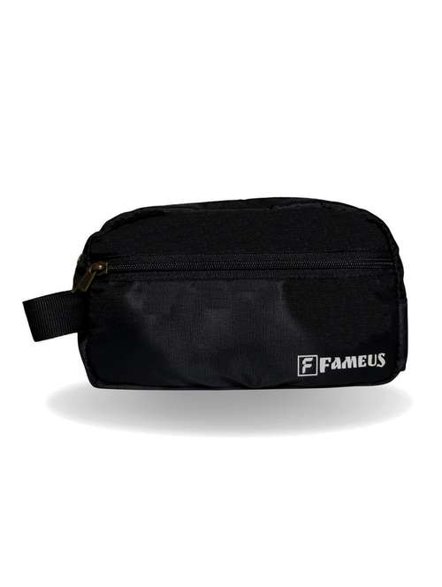 black polyester pockets travel toiletry pouch