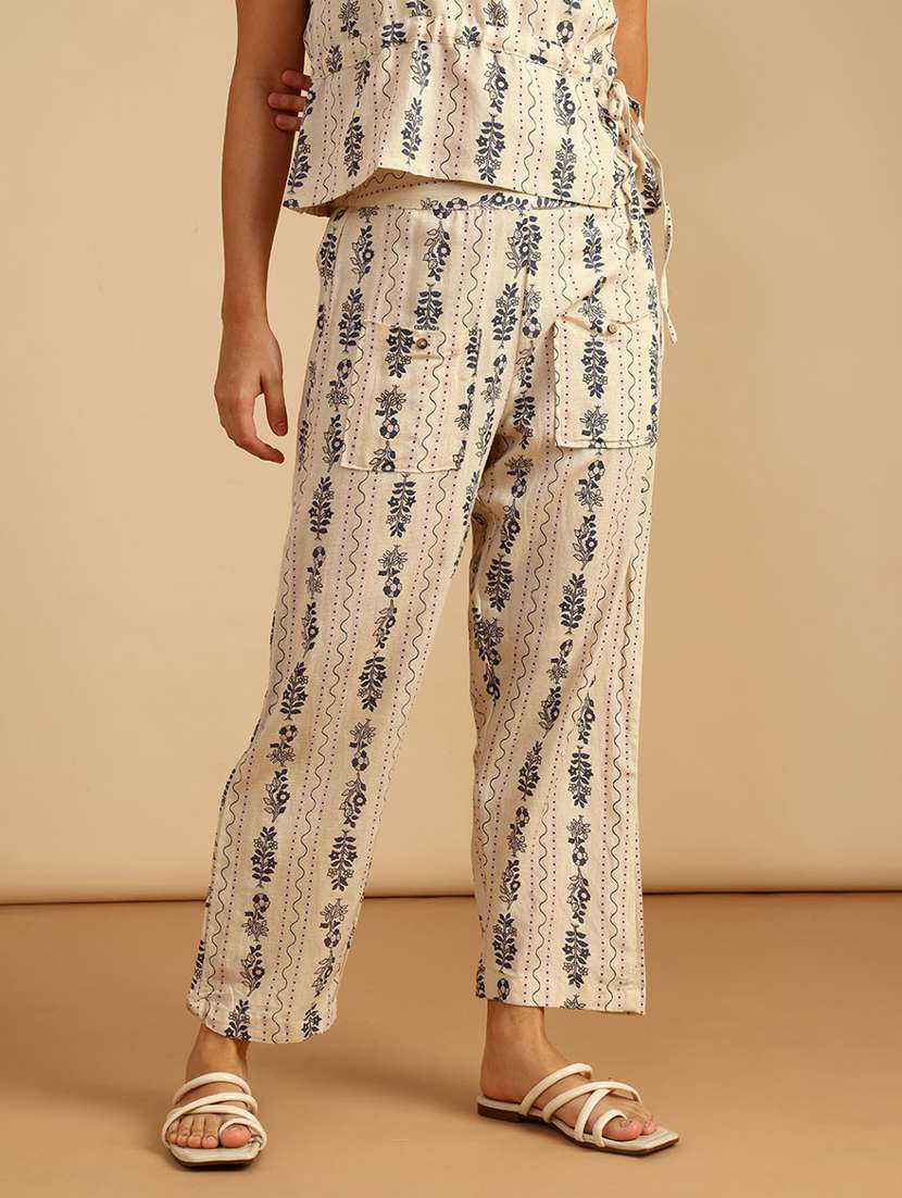 women printed high rise straight pants - 21978067 -  Standard Image - 1