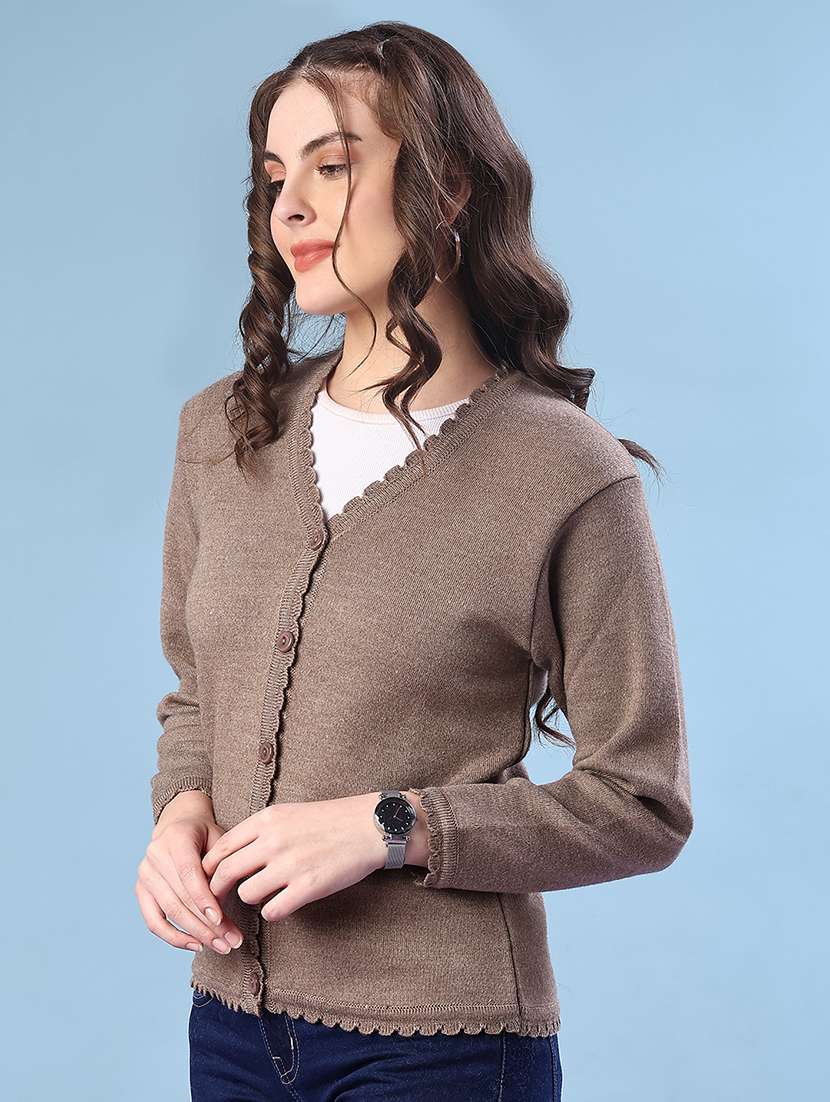 women solid long sleeve cardigan - 21978126 -  Standard Image - 1